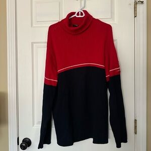 Half Blue Half Red Ralph Lauren turtleneck sweater